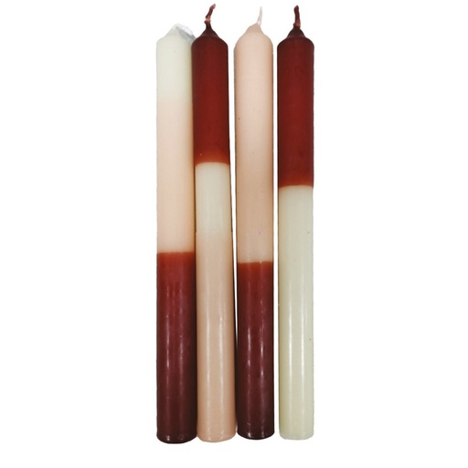 [OPJ015625CV] Set de 4 bougies longues bicolores nudes 2,2x25cm