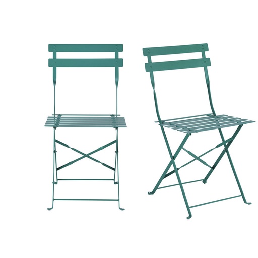 [CN822945] GUINGUETTE - 2 Chaises de jardin pliables en acier vert