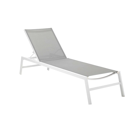 [CN416435] HAWAI - Bain de soleil en aluminium blanc et toile plastifiée gris clair