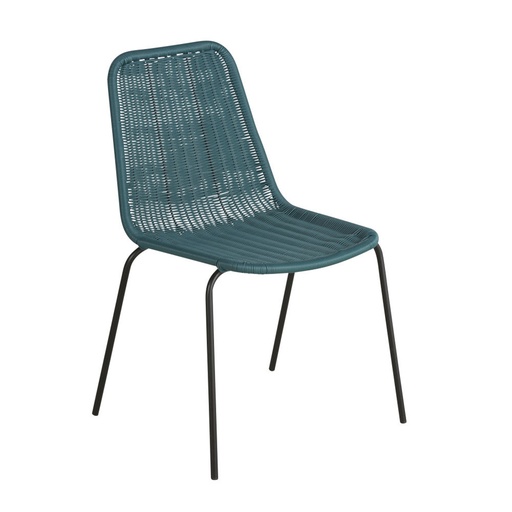 [CN822948] BOAVISTA - Chaise de jardin en résine tressée vert et métal noir