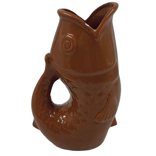 [OPJ015922CV] POISSON - Vase en céramique gm marron 16,5x25,3cm