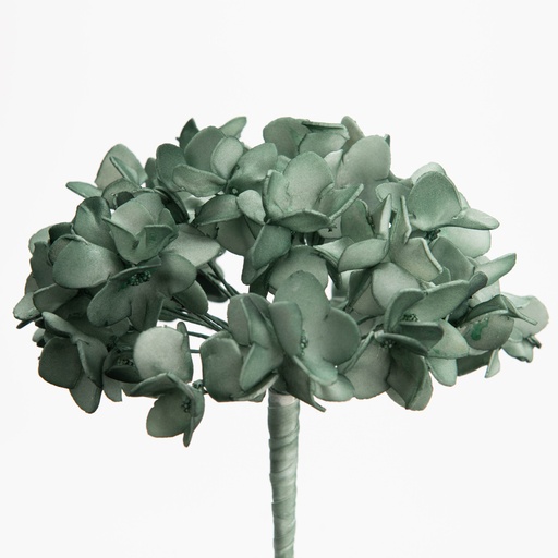 [CAD152707] HORTENSIA - Fleur en éthylène, fer et papier eucalyptus H70