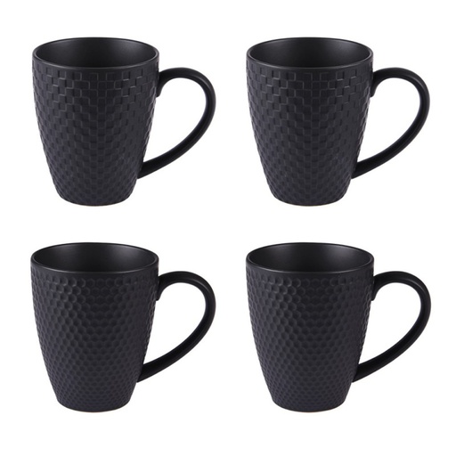[BAD237554] SNOW - Coffret 4 mugs en porcelaine noir mat 9cm