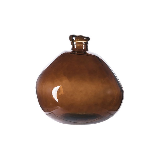 [BAD370409] SIMPLICITY - Vase en verre transparent marron ambre H18cm