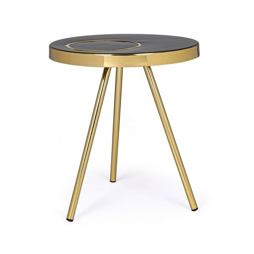 [BIZ0746775] KESAR - Table basse en acier noir et doré Ø40cm