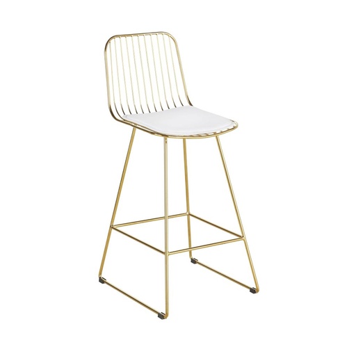 [CN623088] HUPPY - Chaise pour îlot central en métal doré et blanche