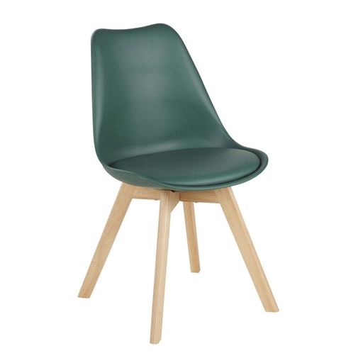 [CN222997] ICE - Chaise style scandinave vert foncé et hévéa