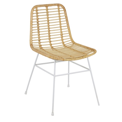 [CN723114] ANOKI - Chaise en rotin et métal blanc