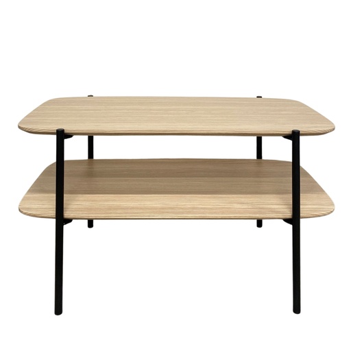 [LXAJIR102] PLEXUS - Table basse en bois chêne vernis et métal noir 70x42.5x38cm