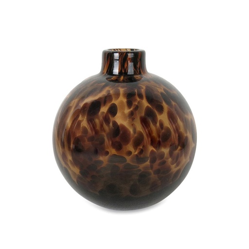 [OPJ013622] Vase Leopard rond en verre marron