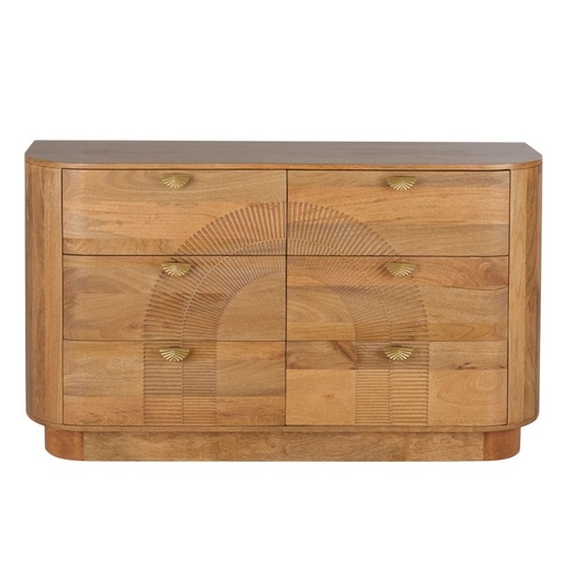 [CN824266] Commode double Aureus 6 tiroirs en bois de manguier et métal coloris laiton