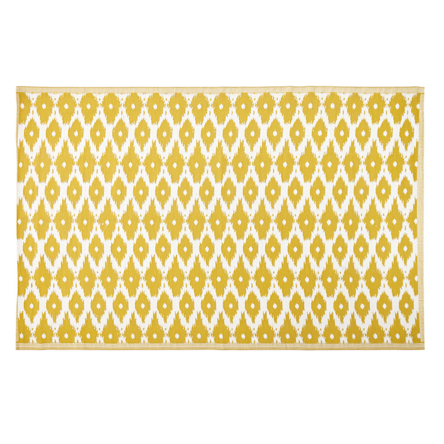 [CN218897] DHATU - Tapis d'extérieur jaune motifs graphiques blancs 180x270