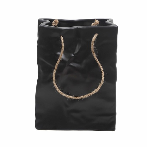 [ZON7001293] KAOMA - Vase en céramique en forme de sac noir H25
