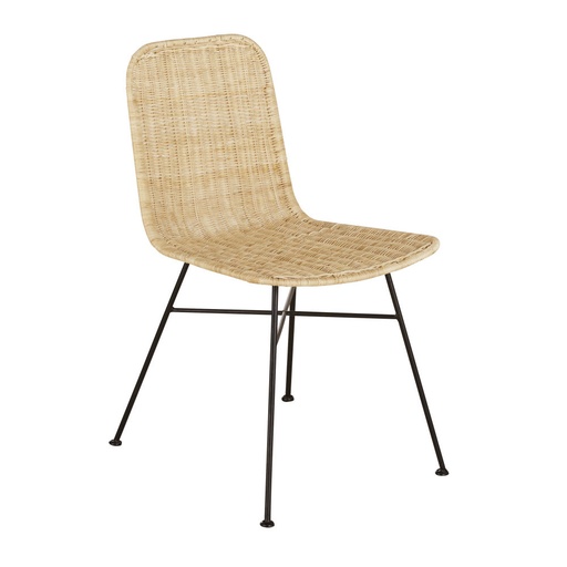 [CN323037] Chaise Zia en rotin et acier noir