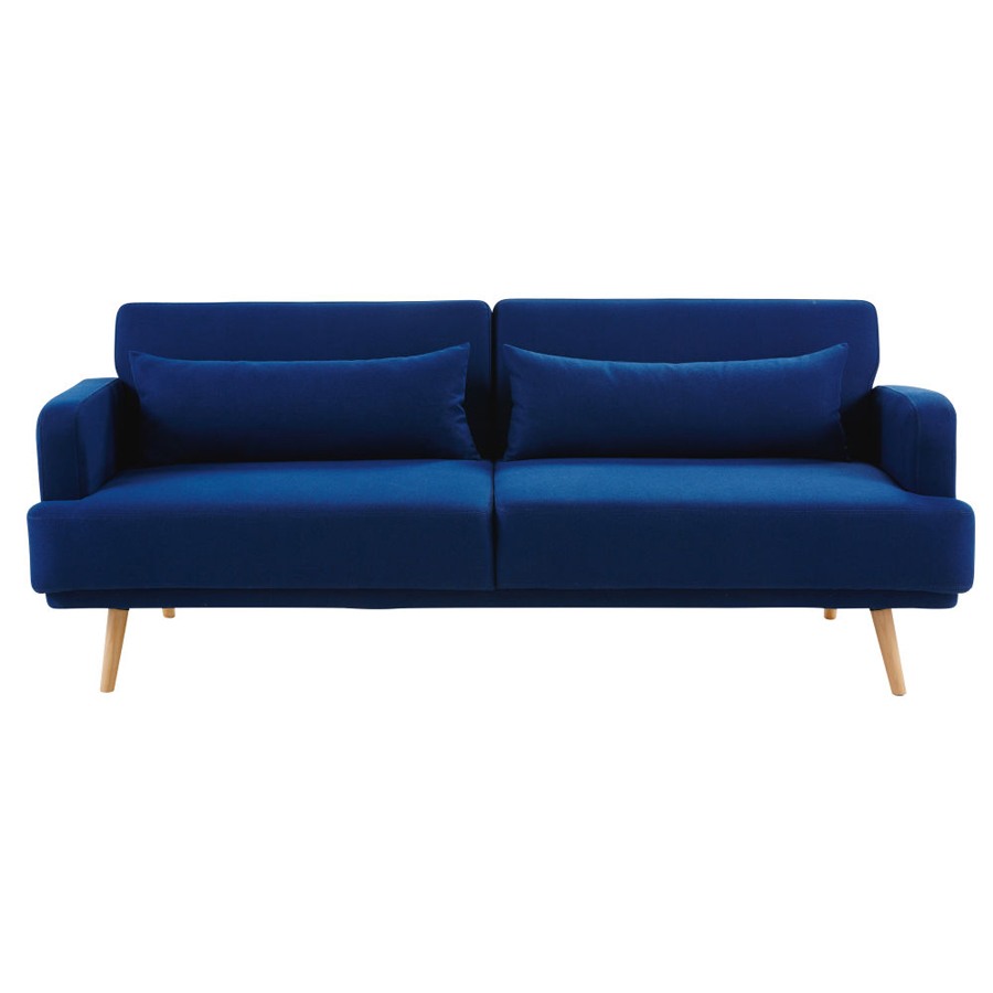 [CN017552] ELVIS - Canapé-lit 3 places en tissu bleu roi