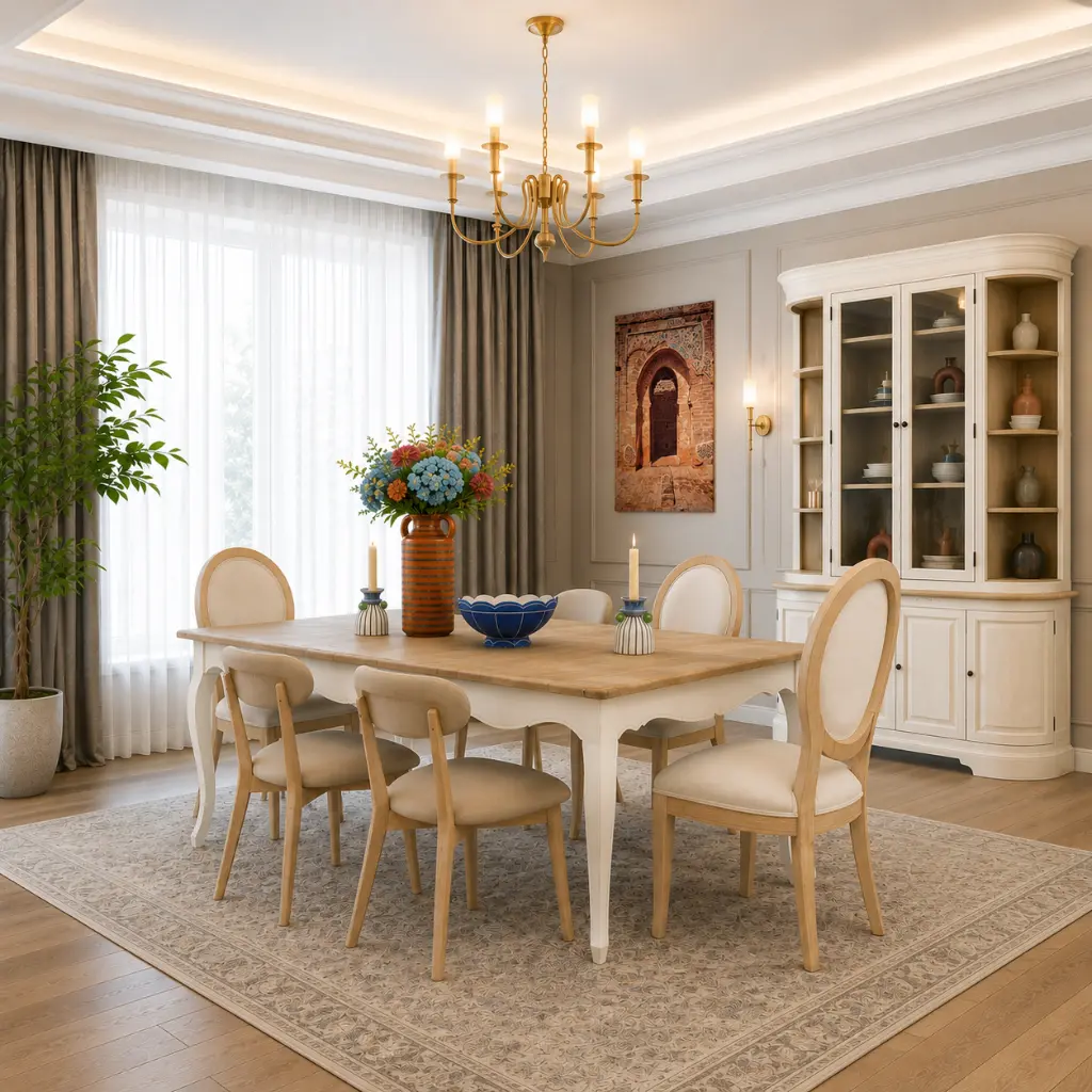 Table à manger extensible Versailles 8 à 10 personnes en manguier L180/220