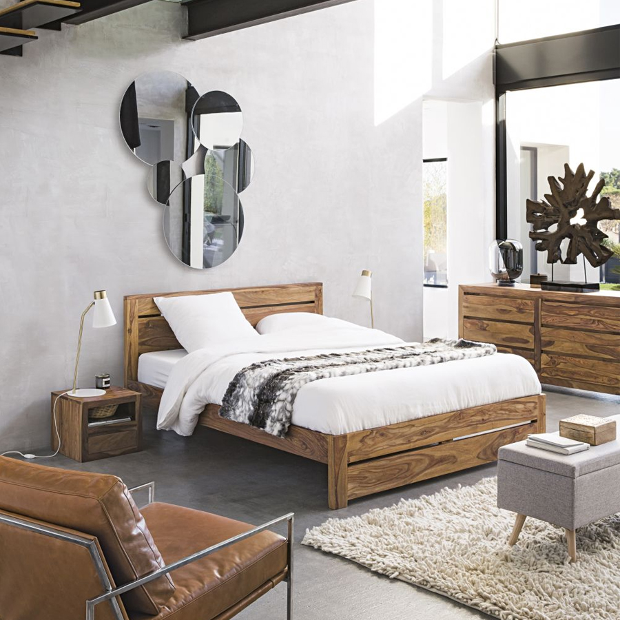 STOCKHOLM - Lit 140x190 en sheesham massif