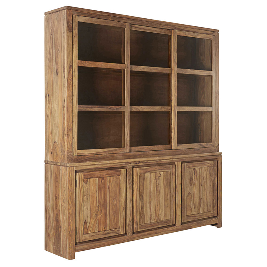 Vaisselier Stockholm 3 portes en massif de sheesham - vue complète - mobilier authentique et robuste à Dakar, Sénégal