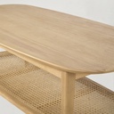 Mobilier design - Table SUZELLE en bois de pin avec détails en rotin pour intérieur chic au Sénégal