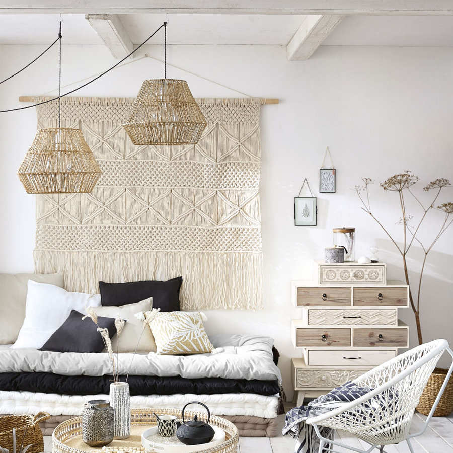 ALAWA - Tête de lit macramé en coton et corde