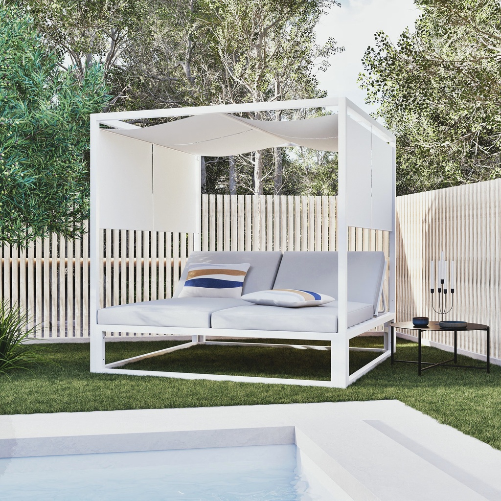 CARAIBES - Lit de jardin en aluminium blanc