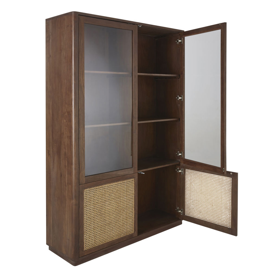 PARISCHIC - Vitrine 4 portes cannage en rotin