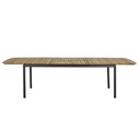 Table de jardin extensible Guam en bois de teck massif et aluminium gris anthracite 10/12 personnes, vue de dessus – Dakar, Sénégal.