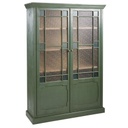 MAGDALENA - Vitrine 2 portes en acacia massif vert et verre granité