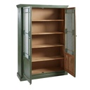 MAGDALENA - Vitrine 2 portes en acacia massif vert et verre granité