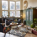 MAGDALENA - Vitrine 2 portes en acacia massif vert et verre granité