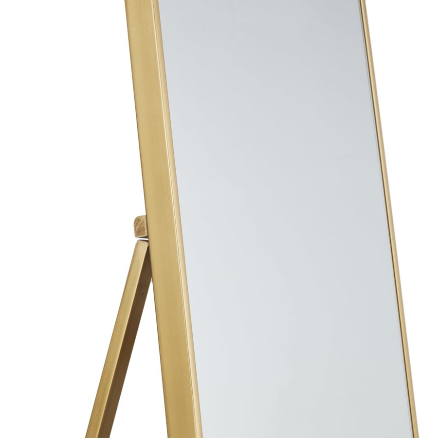 HUGO - Miroir sur pied en métal doré 169x50