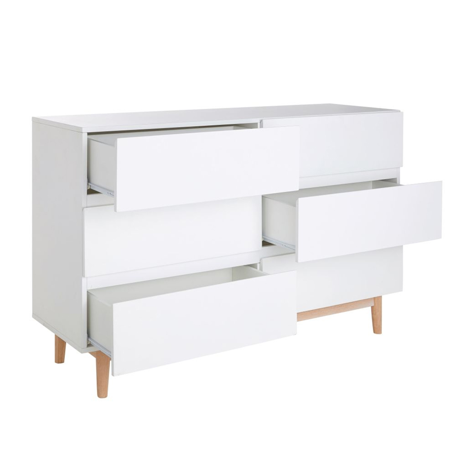 ARTIC - Commode double 6 tiroirs blanche L120