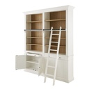 VERSAILLES - Bibliothèque 2 tiroirs 4 portes avec échelle blanche