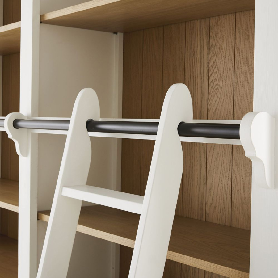 VERSAILLES - Bibliothèque 2 tiroirs 4 portes avec échelle blanche