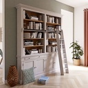 VERSAILLES - Bibliothèque 2 tiroirs 4 portes avec échelle blanche