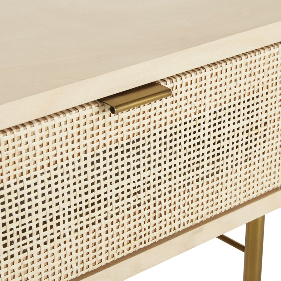 Mobilier chambre Solstice, table de chevet en bois et rotin, Dakar Sénégal