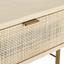 Mobilier chambre Solstice, table de chevet en bois et rotin, Dakar Sénégal