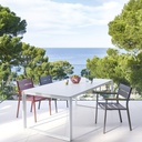 GUAM - Table de jardin extensible en aluminium blanc 8/10 personnes