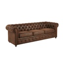 Canapé Chesterfield 3 places en suédine marron capitonné avec couchage intégré, Dakar Sénégal.