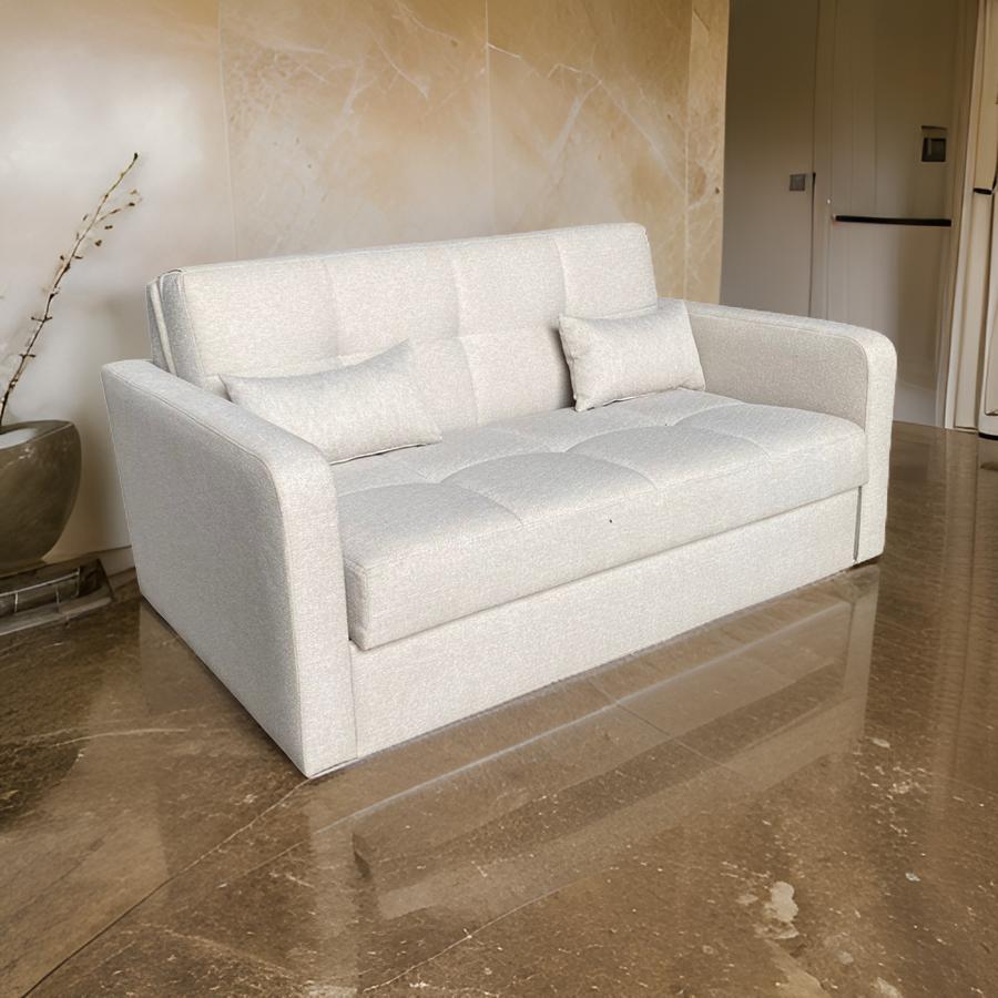 Canapé-lit Eva en tissu beige Convertible avec Coffre pour Petits Espaces – Idéal pour Intérieur Moderne.Dakar, Sénégal