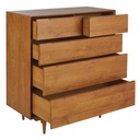 Commode PORTOBELLO, design vintage en chêne finition miel, 5 tiroirs, Dakar Sénégal