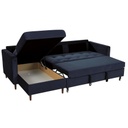 OLIVIA - Canapé d'angle convertible 4/5 places en velours bleu nuit