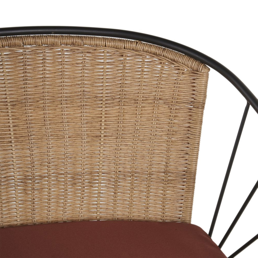 Détail du dossier du fauteuil Marambaia en imitation rotin - Dakar, Sénégal