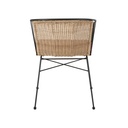 Fauteuil Marambaia vu de l'arrière avec structure en métal noir et assise en rotin - Dakar, Sénégal
