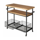 BESSIE - desserte imitation bois et métal noir