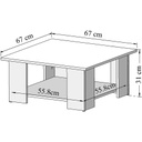 SQUARE - Table basse en bois noir et béton 67 x 67