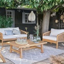 BARCARES BUSINESS - Table basse de jardin professionnelle en acacia massif imitation teck blanchi