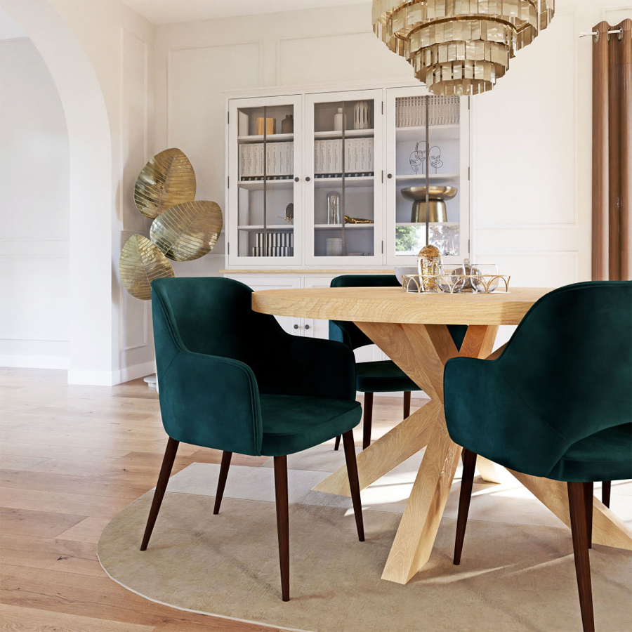 SACHA BUSINESS - Fauteuil à diner professionnel en velours Vert botanique