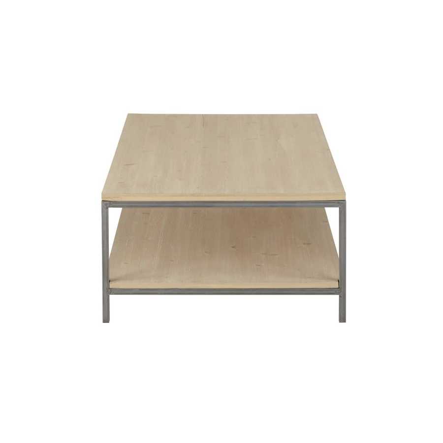 LANESTER - Table basse 2 plateaux coloris gris et naturel