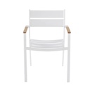 Fauteuil à dîner de jardin Guam, vue de face - blanc et teck, Dakar, Sénégal